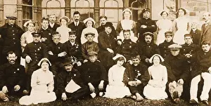 Nurses Prints: WWI - Wounded Belgian soldiers being nursed to health in Whitby