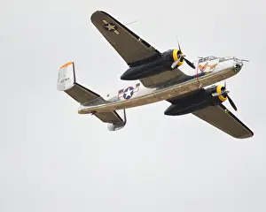 Air Show Prints: WWII era B-25 plane flying in the Westfield Air Show