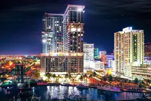 City Lights Prints: The X las Olas luxury rental tower in Fort Lauderdale, Florida