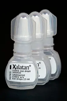 Healthiness Prints: Xalatan eye drops in plastic bottle used for treatment of Glaucoma
