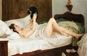 Painters Prints: Бодаревский Николай Корнилович - Ее любимица - Русская школа - XIX век - Bodarevsky Nikolai Kornilovich - Her Favourite