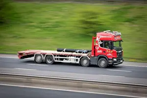 Motorway Prints: X&P McGuigan Civil Engineering Scania G450 XT 8 wheel flat/beavertail on the M65 motoway