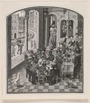 Miniature Prints: A xylograph test print by Louis Sørensen based on a 15th-century Flemish miniature