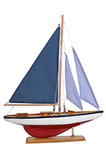 Sea Water Prints: Yacht sail boat model cut out on white background