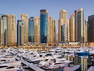 Rises Prints: Yachts in the harbour of Dubai Marina, high rises, Dubai, United Arab Emirates