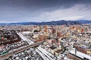 Images Dated 31st January 2017: Yamagata, Japan downtown city skyline at twilight in winter