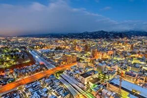Images Dated 31st January 2017: Yamagata, Japan downtown skyline at night