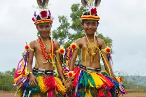 Girls Prints: Yapese girls in traditional clothing at Yap Day Festival