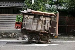 Kyushu Prints: Yatay Cart on a street in Fukuoka, Japan