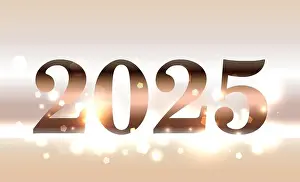 The year 2025 new year concept with glowing lights illustration