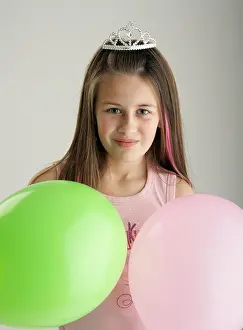 Enjoyment Prints: Ten year old girl with party balloons
