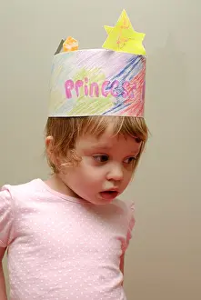 Pretend Prints: Two year old wearing a home made princess crown