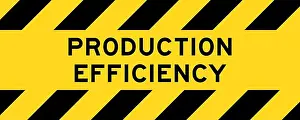 Lean Prints: Yellow and black color with line striped label banner with word production efficiency