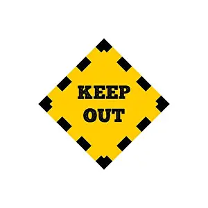 Typescript Prints: Yellow out sign with dotted line. vector icon