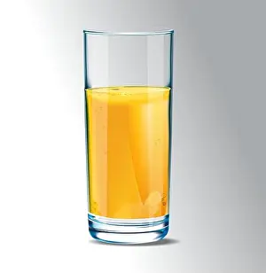 Smoothie Prints: Yellow tropical fruit juice in a transparent glass