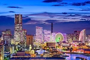 Images Dated 9th August 2015: Yokohama, Japan cityscape of Minato Mirai District