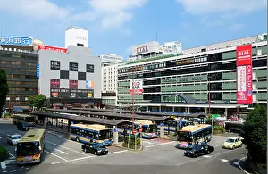 Billboards Prints: The Yokohama Station Building Nishiguchi Exit and Bus Terminal, Kanagawa, Japan JP