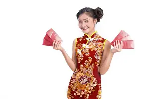 Young Animal Prints: Young Asian beauty woman wearing cheongsam