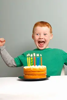 Fellow Prints: Young boy excited with birthday cake