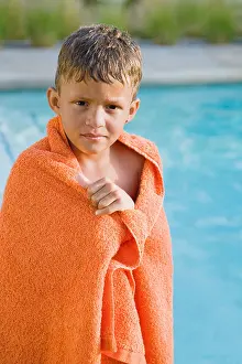 Drying Prints: Young boy wrapped in towel