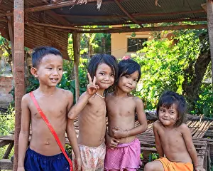 Siem Reap Prints: Young children in a small, rural village near Siem Reap, Cambodia