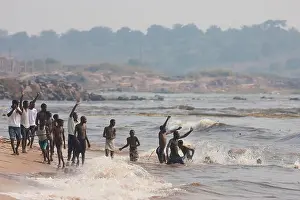 Waters Edge Prints: Young Congolese boys on the Congo River at Kinsuka Rapids