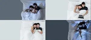 Bedding Prints: Young couple in the bedroom sleeping
