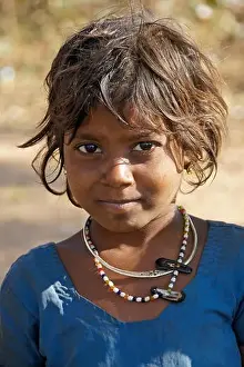 Young girl of Adivasi tribe near Poshina, Gujarat, India