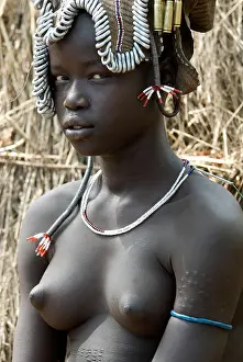 Young Girl Mursi Tribe Lower Omo Valley Ethiopia