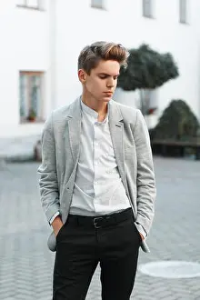 Handshake Prints: Young handsome guy in stylish clothes
