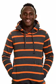 Hoodie Prints: Young happy black African man smiling