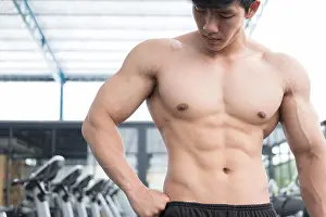 Bodybuilder Prints: young man athlete prepare for training in gym