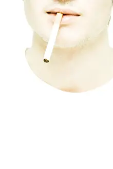 Empty Space Prints: Young man's lower face, cigarette between lips, extreme close-up