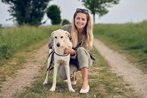 Friendships Prints: young woman, dog, animal love, girl, girls, woman, young women, dogs, animal loves