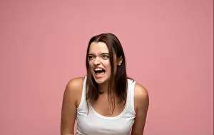 Stressful Prints: Young woman showing frustration