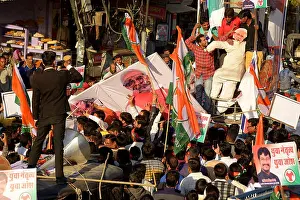 Workers Prints: Youth workers protest against Prime Minister Narendra Modi for demonetization in Kishangarh