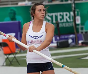 Junior Prints: Ypsilanti, Michigan - Women's pole vault competition during the track
