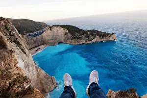 Zakynthos Shipwreck Beach from the Cliffs in Greece taken in Spring 2018