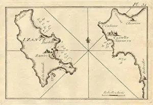 Joseph Prints: Zante. Zakynthos island & adjacent Peloponnese coast. Greece. ROUX 1804 map