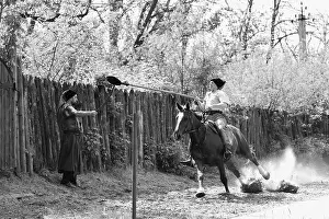 Whip Prints: Zaporozhye Cossacks from the Zaporozhye army in national costumes on horseback
