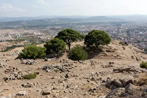 Zeus Prints: Zeus Altar ruins at Pergamon Acropolis, an ancient Greek city actually in Bergama