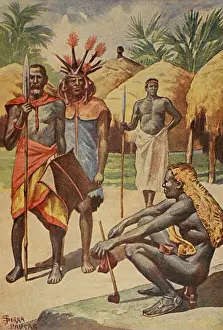 Zimbabwe Prints: Zimbabwe. Ndebele warriors. Illustration by Serra Pausas