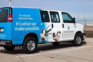 Replacement Prints: Zimmer Biomet joint replacement service truck parked at the Minneapolis St Paul International Airport