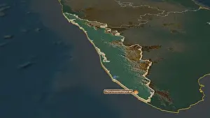 New Delhi Prints: Zoom in on Kerala (state of India) extruded
