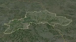 Belarus Prints: Zoom in on Mahilyow (region of Belarus) outlined