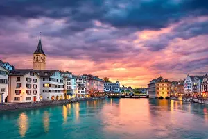 Zurich. Cityscape image of Zurich, Switzerland during dramatic sunset
